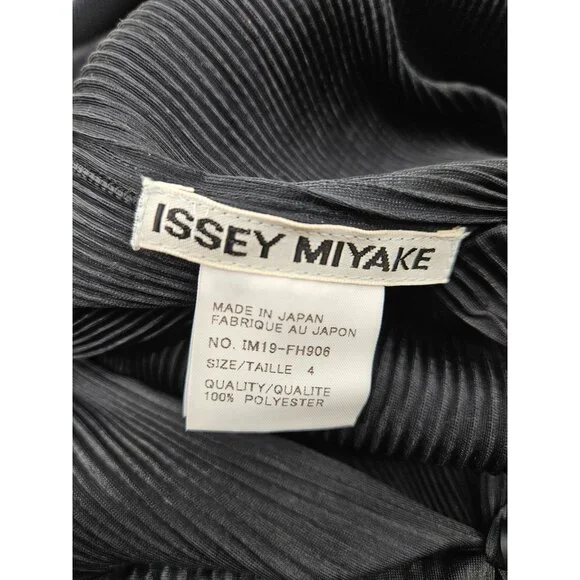 VTG Issey Miyake Black Pleated Maxi Dress Size 4 Attached Jacket Sleeves - Picture 12 of 15